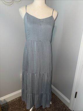 BE COOL Bluish grey Spaghetti Strap Tiered Maxi Dress